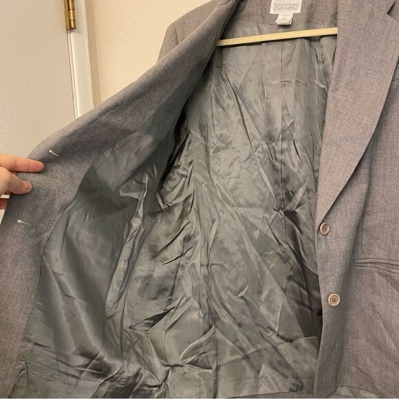 Lands End woman’s vintage 100% wool gray suit Buisness 2 button blazer jacket-12 - Picture 6 of 10